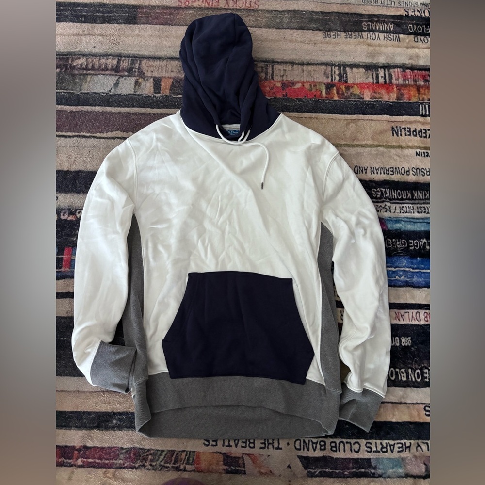 J. Crew Navy and Gray colorblock Men's Hoodie medium